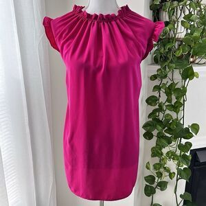 City Chic Hot Pink *Barbiecore* Ruffly Satin Lightweight Blouse - Plus Size 20